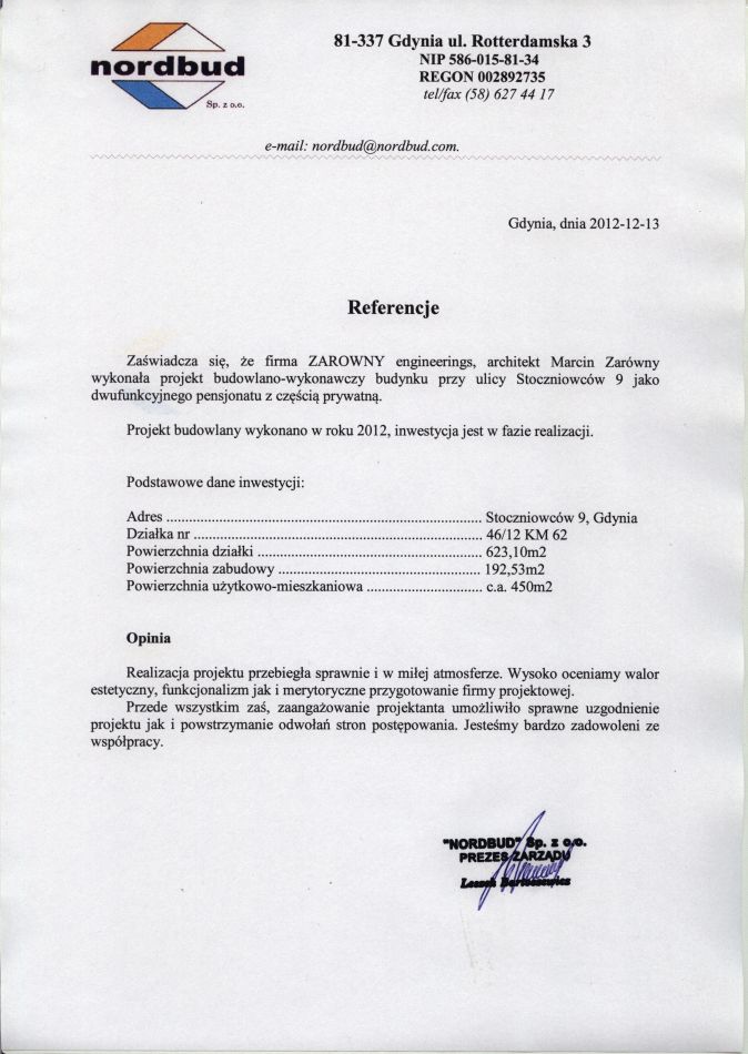 Reference - Villa ZENGA, multipurpose building at Stoczniowców, Gdynia