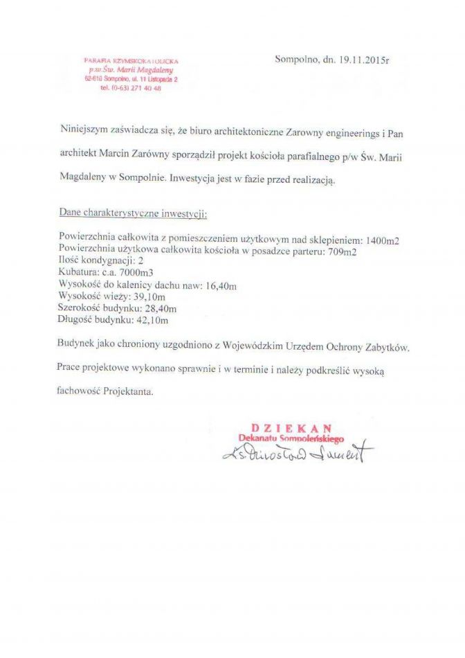 Reference - St. Mary Madleine Church in Sompolno.