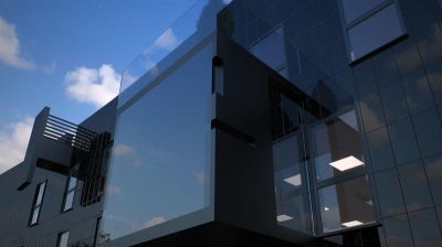 ZENGA Strommer - detal: balkony firmowe typu akwarium i szczęka / detail: trademark balcony. aquarium & jaw type.