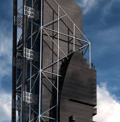 skylobby na piętrze 64 i szklana kostka widokowa na piętrze 60-tym / 64-th floor skylobby & the viewing box of the 60-th floor.