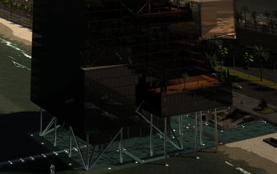 okalające szklane kładki i molo podświetlone spod wody / all around the glasses bridges & the pier illuminated from underwater.