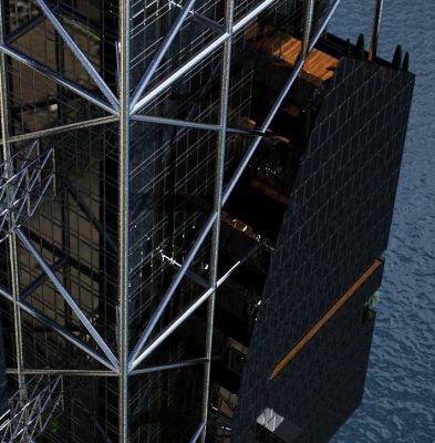 detal prywatnych tarasów jako wiszących ogrodów / detail of the private apartments terraces as the pendant gardens.