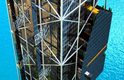 ZENGA HooZAR - detal: prywatne zielone tarasy apartamentów pięter 73-81 / 73 till 81-st floors private green terraces.