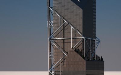 detal prywatnych zielonych tarasów apartamentów pięter 73-81 / detail of the green terraces of the private 73 till 81-st floors.