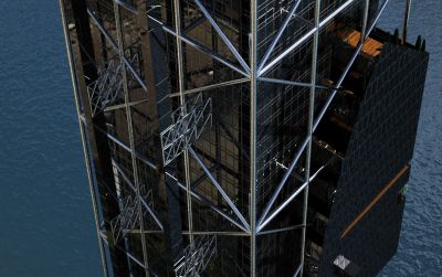 detal prywatnych tarasów jako wiszących ogrodów / detail of the private apartments terraces as the pendant gardens.