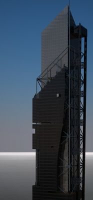 ZENGA HooZAR - płaszcz wewnętrzny ze szkła białego i płaszcz zewnętrzny ze szkła czarnego / outer coat with black glasses & inner coat with white glass of elevation.