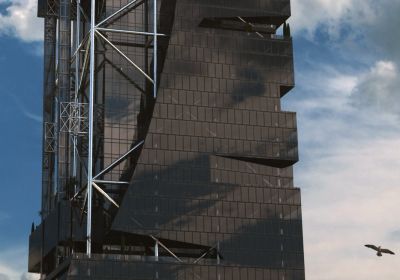 ZENGA HooZAR - widok pd.-zach. z dwiema windami zewnętrznymi / south-west view with outer ultrafast lifts.