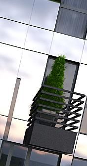 ZENGA Bombardier - detal: szczelina doświetlająca z balkonem / detail: shining slot & the barrel balcony.