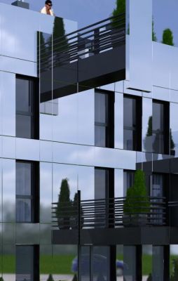 detal: balkony nad wejściem / detail: balconies over the entrance.