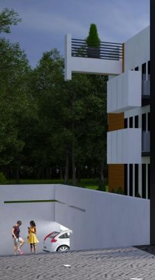 detal: balkon nad wjazdem do garażu / detail: balcony over the garrage gate.