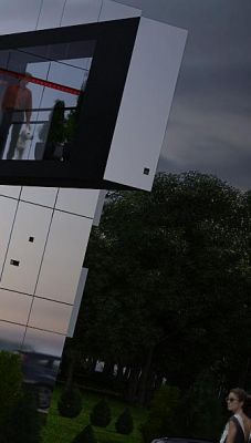 detal - wiszące akwarium / detail - hanging aquarium, glass balcony.