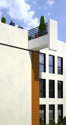 detal: balkon elewacji północnej / detail: north elevation balcony. 