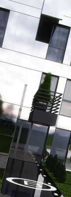 detal: balkony nad podejściem / detail: balconies over the entrance approach.