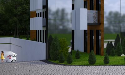 zjazd do hali garażowej / approaching the garrage entrance.