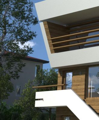 Villa ZENGA - detal: monitor ze schodami na piętro / detail: monitor with stairs balustrade.