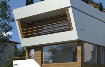 Villa ZENGA - detal: monitor widokowy z loggią / detail: viewing monitor & the logy.