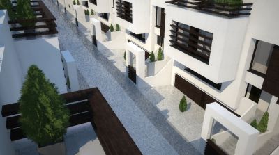 ZENGA Park - widok z tarasu dachowego na ulicę / a street view from the terrace.